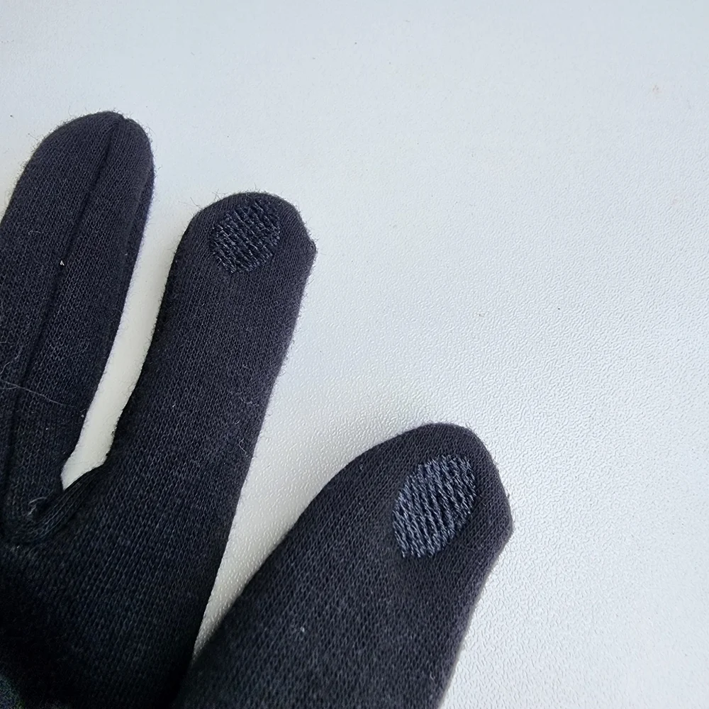 Womens OS Knitted Gloves Ladies Warm Fleece Lined Winter Glove Black